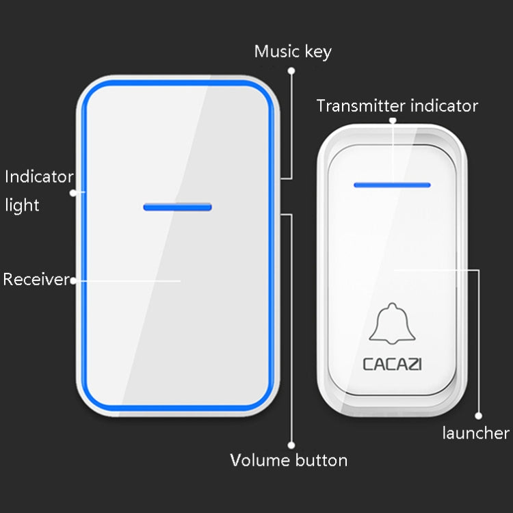 CACAZI A68-2 One to Two Wireless Remote Control Electronic Doorbell Home Smart Digital Wireless Doorbell, Style:UK Plug(White) - Wireless Doorbell by CACAZI | Online Shopping South Africa | PMC Jewellery