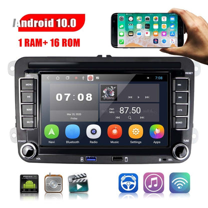 For Volkswagen Q3300KT 7-inch 2+32G Car Multimedia Player Navigation Bluetooth Reversing Integrated Machine Android 10.0, Style:Standard+4Lights Camera - Car MP3 & MP4 & MP5 by PMC Jewellery | Online Shopping South Africa | PMC Jewellery | Buy Now Pay Later Mobicred