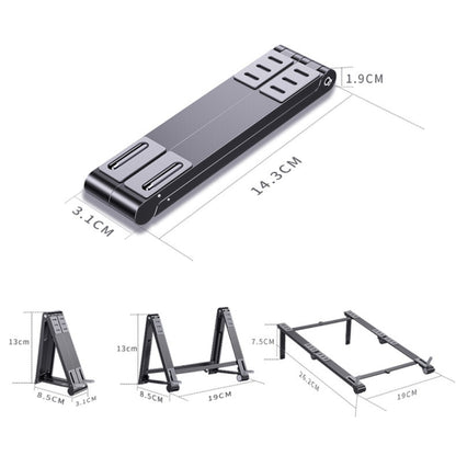 Oatsbasf 03040 Metal Mini Notebook Stand Aluminum Alloy Computer Cooling Folding Bracket(Grey) - Laptop Stand by Oatsbasf | Online Shopping South Africa | PMC Jewellery | Buy Now Pay Later Mobicred