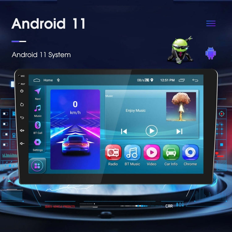 A3196 10 Inch Car Android Large Screen Navigation Central Control Screen 2+64G Player with CarPlay, Style:Standard+12Lights Camera - Car MP3 & MP4 & MP5 by PMC Jewellery | Online Shopping South Africa | PMC Jewellery | Buy Now Pay Later Mobicred