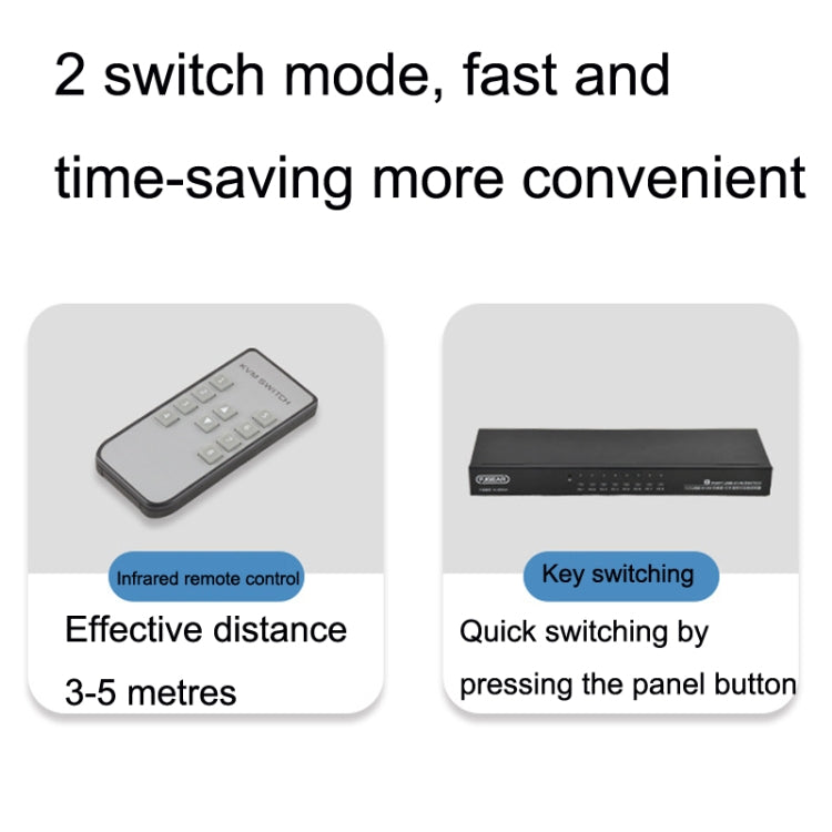 FJGEAR FJ-810UK 8 In 1 Out USB KVM Switcher With Desktop Switch, Plug Type:US Plug(Black) - free shipping - PMC Jewellery - Order now!