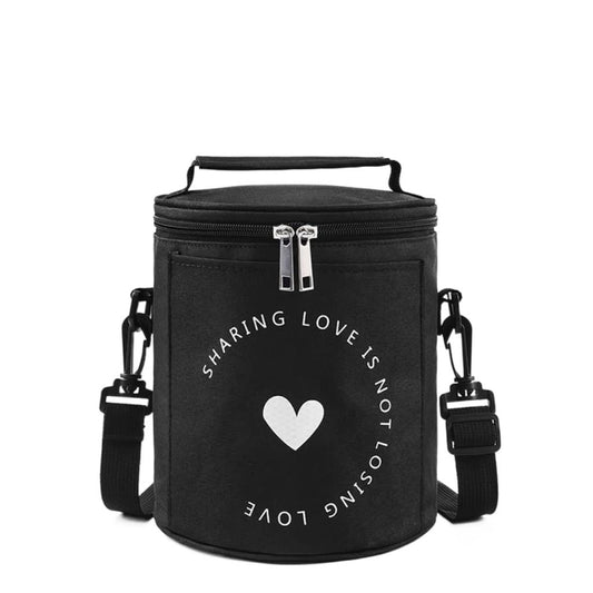 Round Lunch Bag Insulated Lunch Box Foldable & Portable Lunch Tote S(Black) - Lunch Bags by PMC Jewellery | Online Shopping South Africa | PMC Jewellery