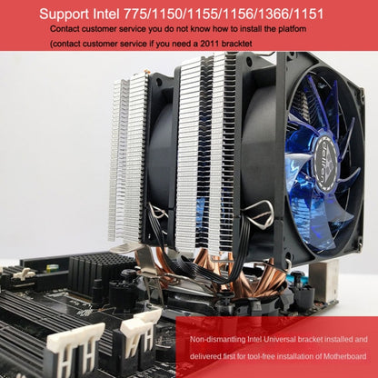 Desktop Computer 4 Copper Tube CPU Radiator Super Quiet Without Light 3-pin Double Fan - Fan Cooling by PMC Jewellery | Online Shopping South Africa | PMC Jewellery | Buy Now Pay Later Mobicred