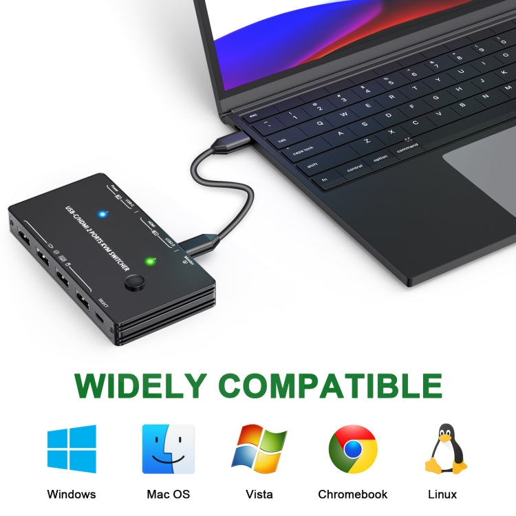 KCEVE-201TC HDMI +Type-C Input 2 In 1 Out 4K 60HZ KVM HD Switcher(Black) - Switch by PMC Jewellery | Online Shopping South Africa | PMC Jewellery | Buy Now Pay Later Mobicred