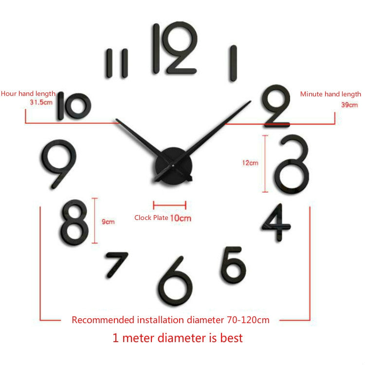 Creative DIY Acrylic Clock Home Digital Wall Clock(Black) - DIY Clocks by PMc TechLife | Online Shopping South Africa | PMc TechLife | Buy Now Pay Later Mobicred