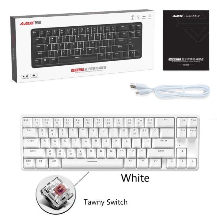 Ajazz K680T Mini USB Wired Dual-mode Charging 68-keys Laptop Bluetooth Mechanical Keyboard, Cable Length: 1.6m, Style:Tea Shaft(White) - Wired Keyboard by Ajazz | Online Shopping South Africa | PMC Jewellery | Buy Now Pay Later Mobicred