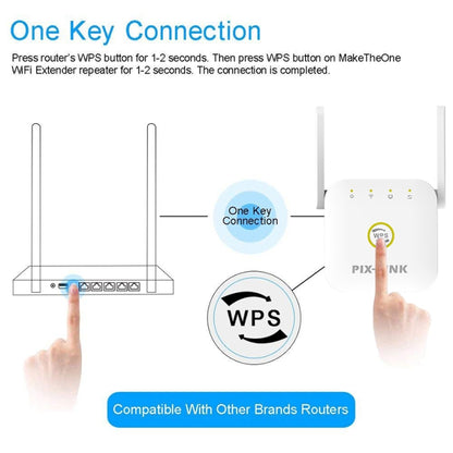 PIX-LINK WR22 300Mbps Wifi Wireless Signal Amplification Enhancement Extender, Plug Type:US Plug(Black) - Wireless Routers by PIX-LINK | Online Shopping South Africa | PMC Jewellery | Buy Now Pay Later Mobicred