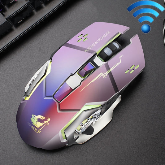 FREEDOM-WOLF X8 2400 DPI 6 Keys 2.4G Wireless Charging Silent Luminous Gaming Mechanical Mouse(Metal Grey) - Wireless Mice by PMC Jewellery | Online Shopping South Africa | PMC Jewellery | Buy Now Pay Later Mobicred