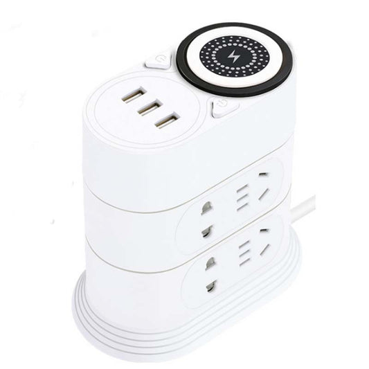 Mobile Phone Wireless Charging Socket Creative Smart USB Power Strip Multi-Function Desktop Vertical Power Strip, CN Plug, Specification: 1.8 Meters, Style:3 Layer(White) - Extension Socket by PMC Jewellery | Online Shopping South Africa | PMC Jewellery | Buy Now Pay Later Mobicred