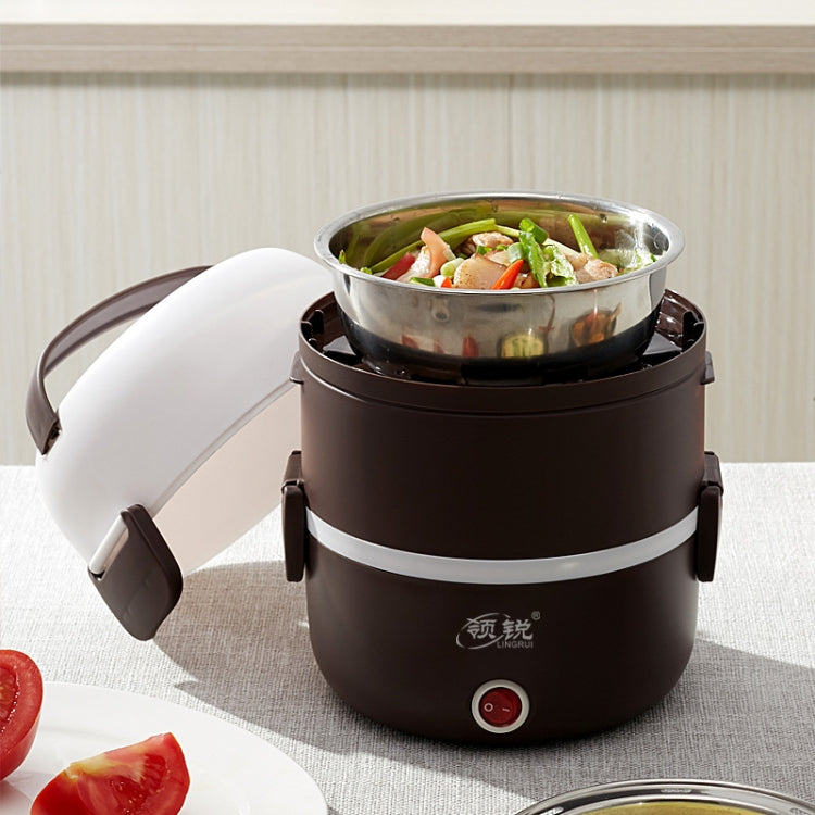 LINGRUI Multi-Function Electric Lunch Box Electric Heating Insulation Cooking Mini Rice Cooker, CN Plug, Specification:Three Layer(Purple) - free shipping - PMC TechLife - Order now!