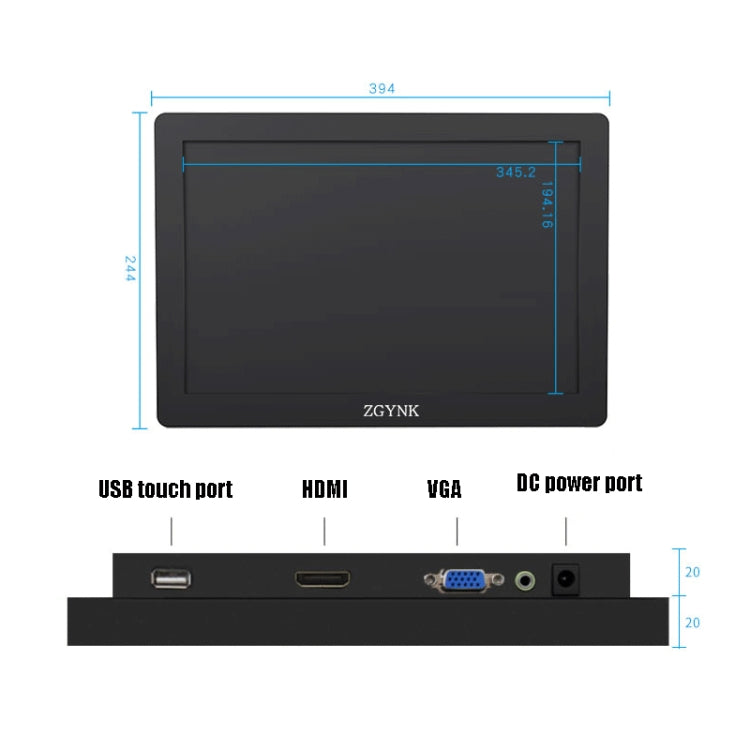 ZGYNK KQ101 HD Embedded Display Industrial Screen, Size: 15.6 inch, Style:Embedded - LCD Monitors by PMC Jewellery | Online Shopping South Africa | PMC Jewellery | Buy Now Pay Later Mobicred