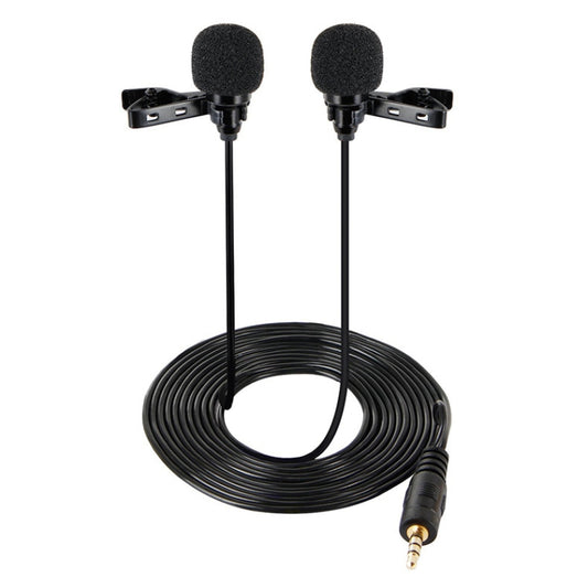 Wired Lavalier Microphone Condenser Double Head Microphone Two People Live Mobile Phone K Song Microphone, Specification: 515PU Bag(Black) - Microphone by PMC Jewellery | Online Shopping South Africa | PMC Jewellery | Buy Now Pay Later Mobicred