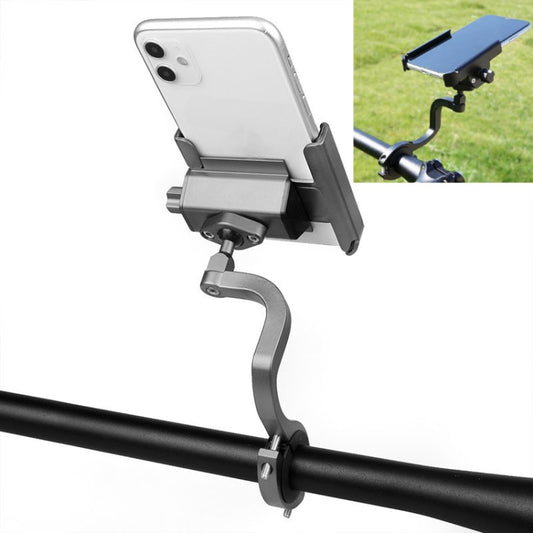 CYCLINGBOX Aluminum Alloy Mobile Phone Holder Bicycle Riding Takeaway Rotatable Metal Mobile Phone Bracket, Style:Heightened Handlebar Installation(Titanium) - Holders by CYCLINGBOX | Online Shopping South Africa | PMC Jewellery | Buy Now Pay Later Mobicred