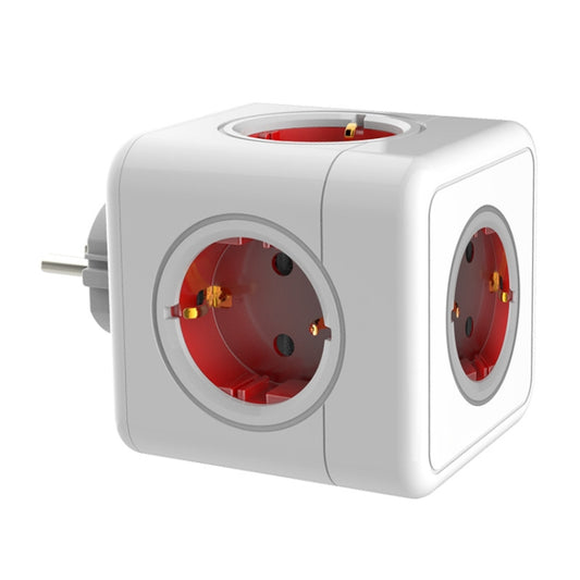 Creative Power Cube Socket Conversion Socket, EU Plug In-line Red - Plug Adaptor by PMC Jewellery | Online Shopping South Africa | PMC Jewellery | Buy Now Pay Later Mobicred