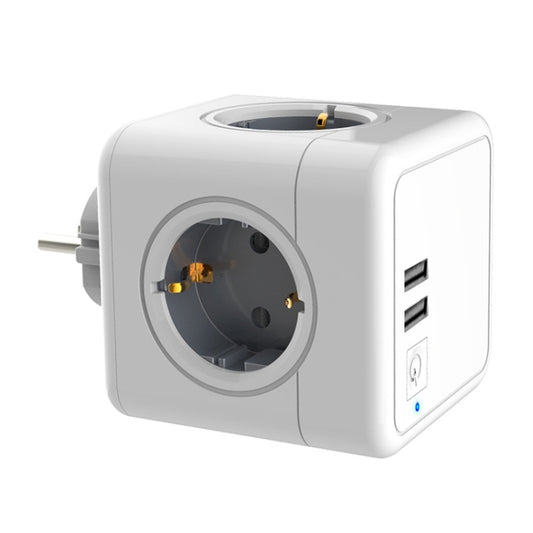 Creative Power Cube Socket Conversion Socket, EU Plug In-line Gray+U+ Switch - Plug Adaptor by PMC Jewellery | Online Shopping South Africa | PMC Jewellery | Buy Now Pay Later Mobicred