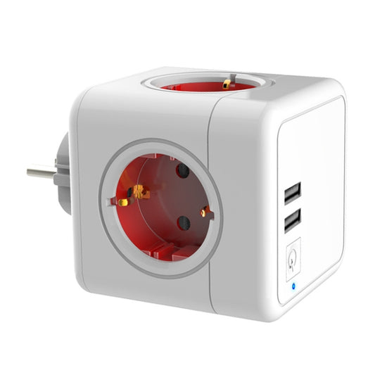 Creative Power Cube Socket Conversion Socket, EU Plug In-line Red+U+ Switch - Plug Adaptor by PMC Jewellery | Online Shopping South Africa | PMC Jewellery | Buy Now Pay Later Mobicred