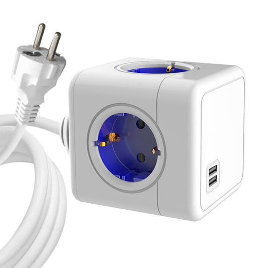 Creative Power Cube Socket Conversion Socket, EU Plug 1.5m Blue+U - Plug Adaptor by PMC Jewellery | Online Shopping South Africa | PMC Jewellery | Buy Now Pay Later Mobicred