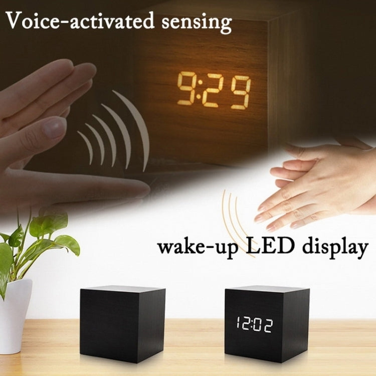 Multicolor Sounds Control Wooden Clock Modern Digital LED Desk Alarm Clock Thermometer Timer Black Red - Alarm Clocks by PMc TechLife | Online Shopping South Africa | PMc TechLife | Buy Now Pay Later Mobicred