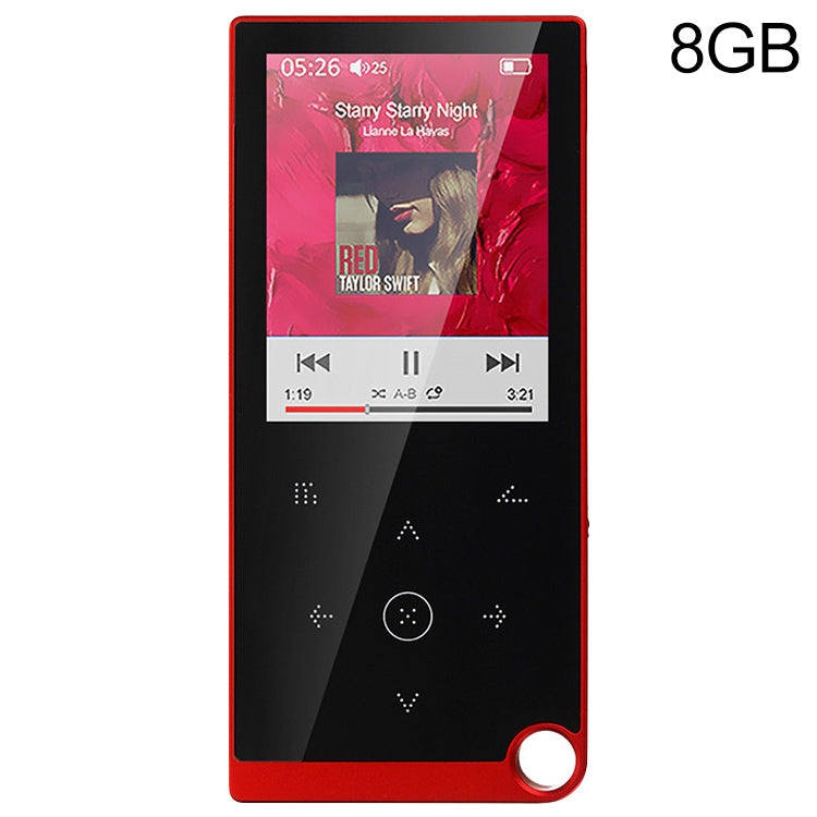 E05 2.4 inch Touch-Button MP4 / MP3 Lossless Music Player, Support E-Book / Alarm Clock / Timer Shutdown, Memory Capacity: 8GB without Bluetooth(Red) - MP4 Player by PMC Jewellery | Online Shopping South Africa | PMC Jewellery | Buy Now Pay Later Mobicred