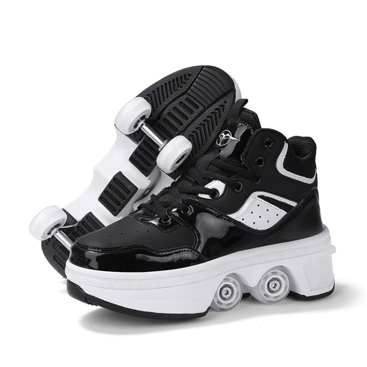 DF06 Walking Shoes Four-wheel Retractable Roller Skates, Size:35(Black) - Children Shoes by PMC Jewellery | Online Shopping South Africa | PMC Jewellery