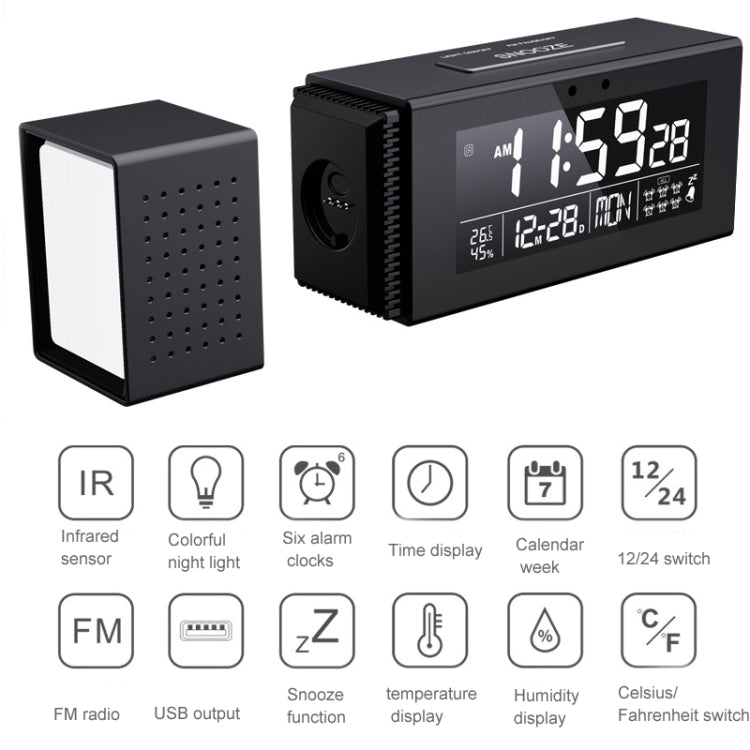 TS-P30 Multifunctional Night Light Alarm Digital Clock with FM Radio & Temperature / Humidity Display & IR Sensor Function(White) - Alarm Clocks by PMc TechLife | Online Shopping South Africa | PMc TechLife | Buy Now Pay Later Mobicred