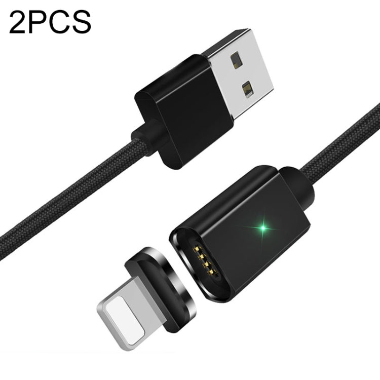 2 PCS ESSAGER Smartphone Fast Charging and Data Transmission Magnetic Cable with 8 Pin Magnetic Head, Cable Length: 2m(Black) - Charging Cable & Head by PMC Jewellery | Online Shopping South Africa | PMC Jewellery | Buy Now Pay Later Mobicred