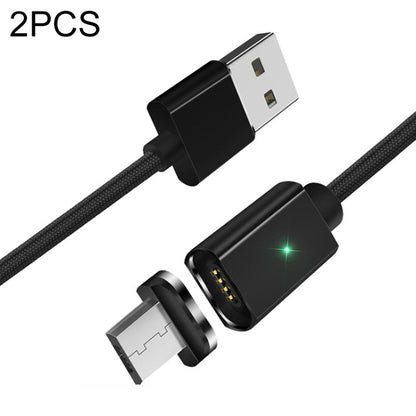 2 PCS ESSAGER Smartphone Fast Charging and Data Transmission Magnetic Cable with Micro USB Magnetic Head, Cable Length: 2m(Black) - Charging Cable & Head by PMC Jewellery | Online Shopping South Africa | PMC Jewellery