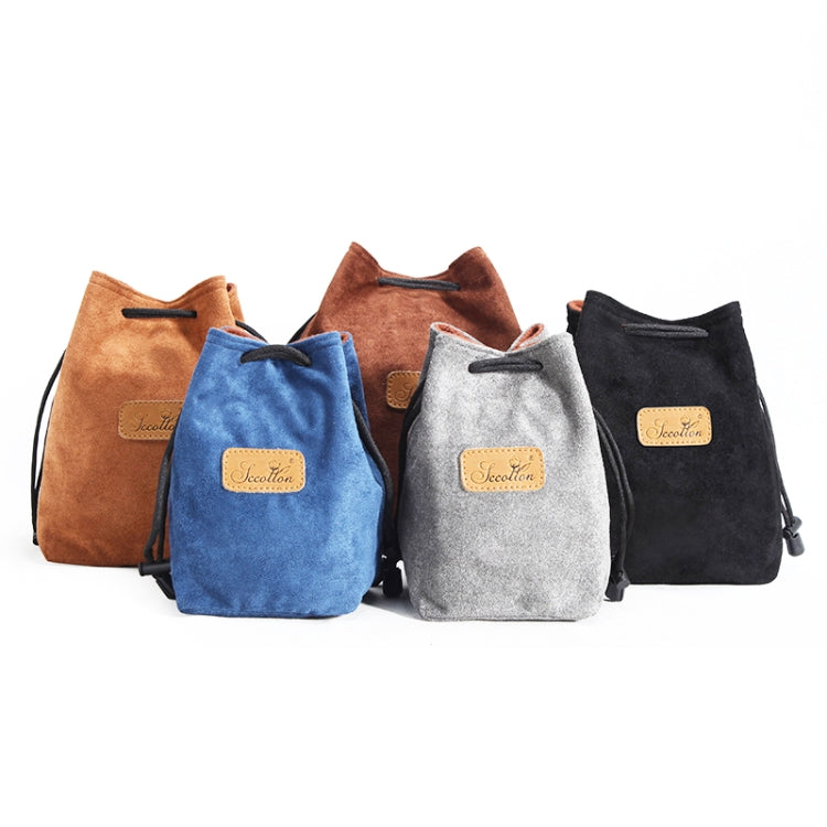 S.C.COTTON Liner Shockproof Digital Protection Portable SLR Lens Bag Micro Single Camera Bag Square Brown L - Lens Bag by S.C.COTTON | Online Shopping South Africa | PMC TechLife | Buy Now Pay Later Mobicred