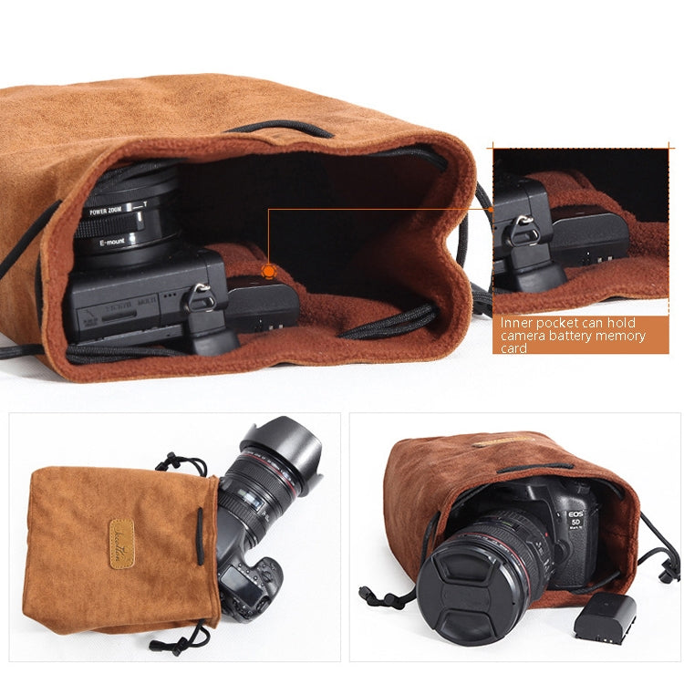 S.C.COTTON Liner Shockproof Digital Protection Portable SLR Lens Bag Micro Single Camera Bag Square Gray M - Lens Bag by S.C.COTTON | Online Shopping South Africa | PMC TechLife | Buy Now Pay Later Mobicred