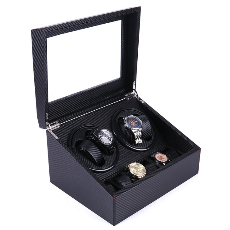 PU Leather 4+6 Double-Head Automatic Winding Motor Box Mechanical Watch Rotator, US Plug(Full Carbon Fiber) - free shipping - PMC TechLife - Order now!