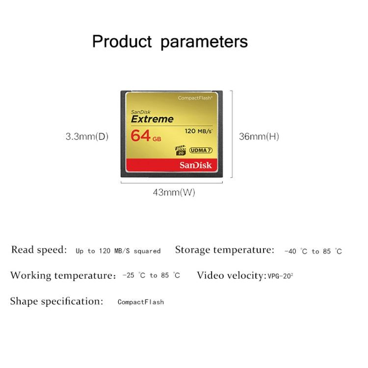 SanDisk CFXPS-1067X High Speed CF Card Camera SLR Camera Memory Card CF-120M/S, Capacity: 64GB - CF Card by PMC Jewellery | Online Shopping South Africa | PMC Jewellery | Buy Now Pay Later Mobicred