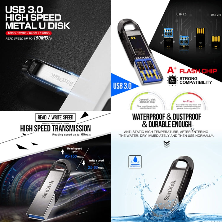 SanDisk CZ73 USB 3.0 High Speed Metal U Disk, Capacity: 64GB(Blue) - USB Flash Drives by SanDisk | Online Shopping South Africa | PMC Jewellery | Buy Now Pay Later Mobicred