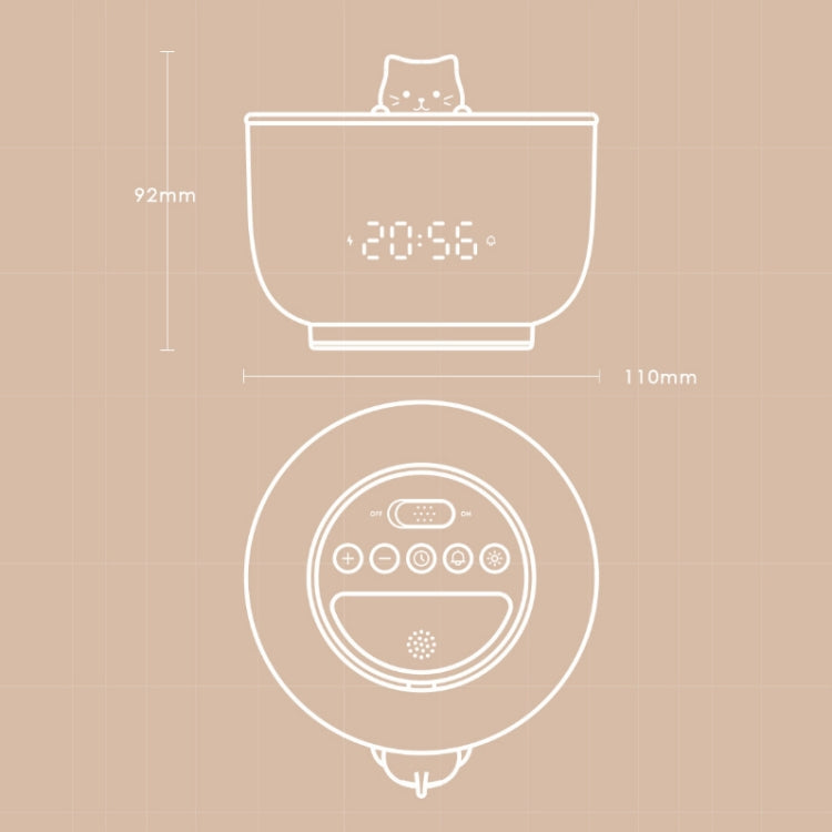 Cat Alarm Clock Night Light 2W LED Rechargeable Adjustable Children Bedroom Bedside Light(Beige) - Night Lights by PMc TechLife | Online Shopping South Africa | PMc TechLife | Buy Now Pay Later Mobicred