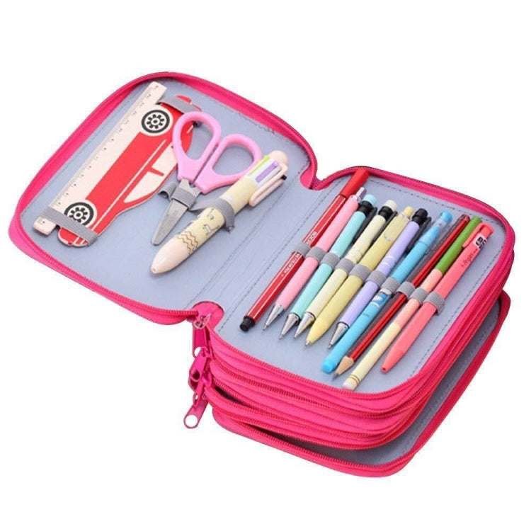Solid Color Square Four-Layer Pencil Case Sketch Colorful Pencil Case With 72 Holes(Rose Red) - File Folder by PMC TechLife | Online Shopping South Africa | PMC TechLife | Buy Now Pay Later Mobicred