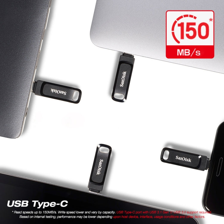 SanDisk Type-C + USB 3.1 Interface OTG High Speed Computer Phone U Disk, Colour: SDDDC3 Black Plastic Shell, Capacity: 32GB - USB Flash Drives by SanDisk | Online Shopping South Africa | PMC Jewellery | Buy Now Pay Later Mobicred