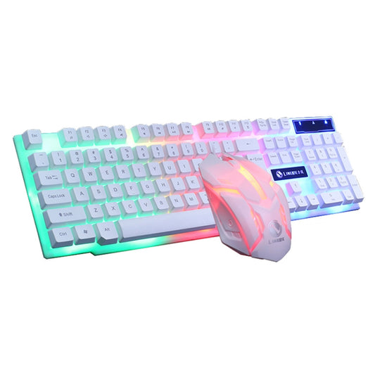 LIMEIDE GTX300 1600DPI 104 Keys USB Rainbow Suspended Backlight Wired Luminous Keyboard and Mouse Set, Cable Length: 1.4m(White) - Wired Keyboard by LIMEIDE | Online Shopping South Africa | PMC Jewellery | Buy Now Pay Later Mobicred