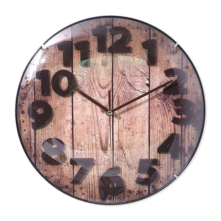 Simple Retro Imitation Wood Grain Three-dimensional Digital Round Wall Clock - Wall Clock by PMc TechLife | Online Shopping South Africa | PMc TechLife | Buy Now Pay Later Mobicred