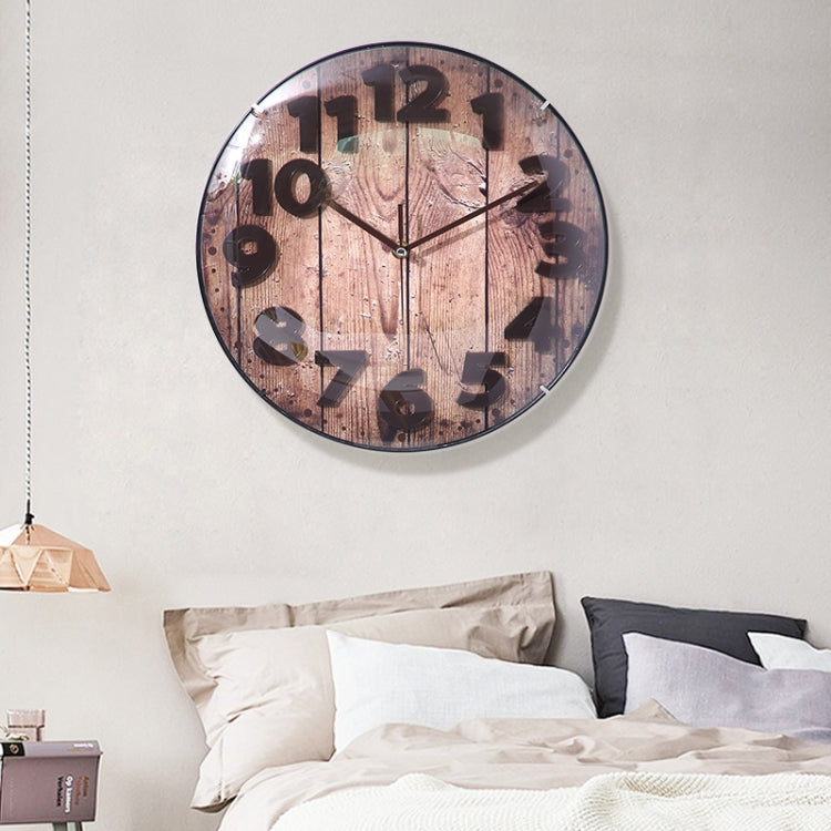 Simple Retro Imitation Wood Grain Three-dimensional Digital Round Wall Clock - Wall Clock by PMc TechLife | Online Shopping South Africa | PMc TechLife | Buy Now Pay Later Mobicred