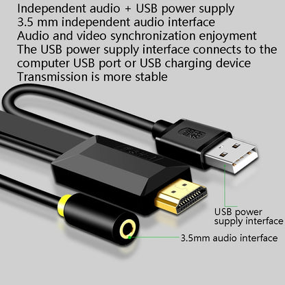 5m JH HV10 1080P HDMI to VGA Cable Projector TV Box Computer Notebook Industrial Display Adapter Cable - Cable by JH | Online Shopping South Africa | PMC Jewellery | Buy Now Pay Later Mobicred