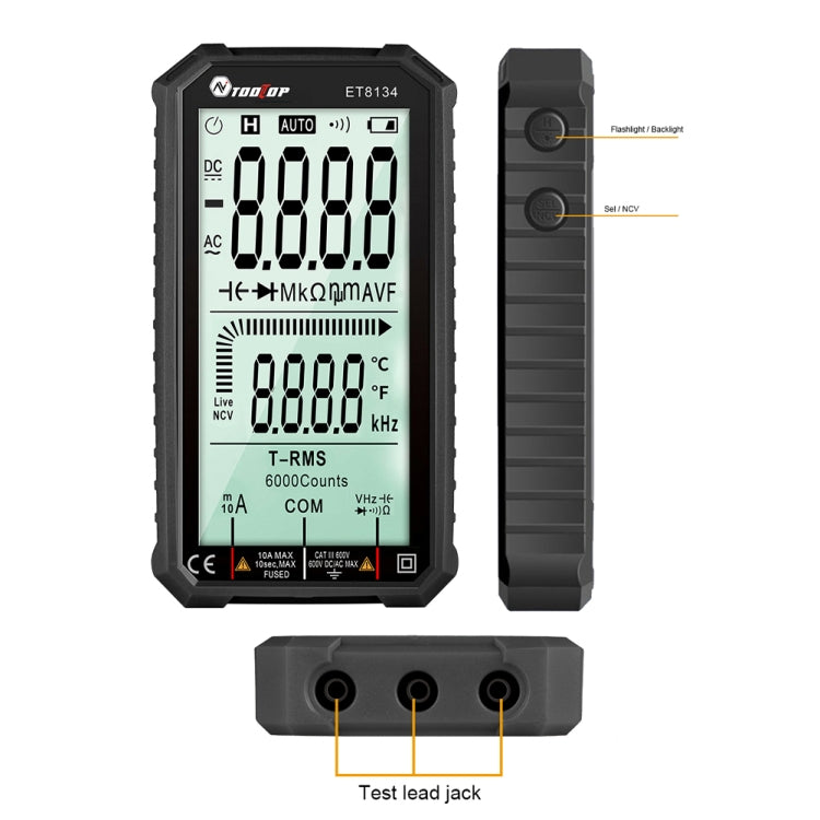 TOOLTOP ET8134 4.7 Inch LCD Full-Screen Multimeter With Color Change Alarm Function - Digital Multimeter by PMC Jewellery | Online Shopping South Africa | PMC Jewellery | Buy Now Pay Later Mobicred