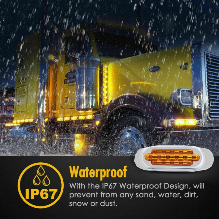 12-24V 16 LEDs Electroplating Side Lights Side Tail Lights Cargo Truck Modification Light, Colour: Yellow (2 Lines Always Bright) - Warning Lights by PMC Jewellery | Online Shopping South Africa | PMC Jewellery | Buy Now Pay Later Mobicred