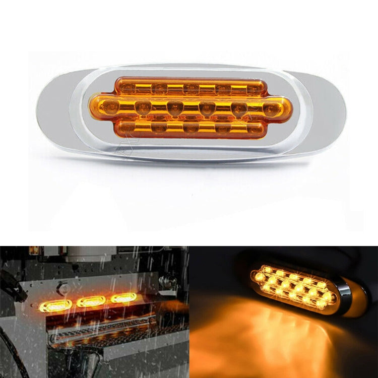 12-24V 16 LEDs Electroplating Side Lights Side Tail Lights Cargo Truck Modification Light, Colour: Yellow (High and Low Light 3 Lines) - Warning Lights by PMC Jewellery | Online Shopping South Africa | PMC Jewellery | Buy Now Pay Later Mobicred