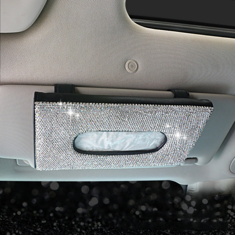 Car Tissue Box Car Hanging Sun Visor Pumping Box(Black White Diamonds) - Tissue Boxes by PMC Jewellery | Online Shopping South Africa | PMC Jewellery | Buy Now Pay Later Mobicred