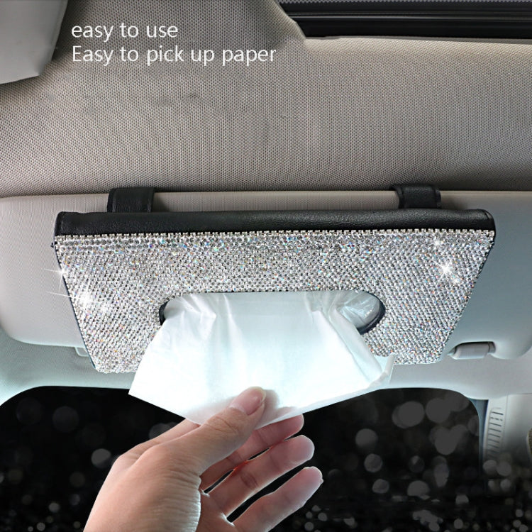 Car Tissue Box Car Hanging Sun Visor Pumping Box(Black White Diamonds) - Tissue Boxes by PMC Jewellery | Online Shopping South Africa | PMC Jewellery | Buy Now Pay Later Mobicred