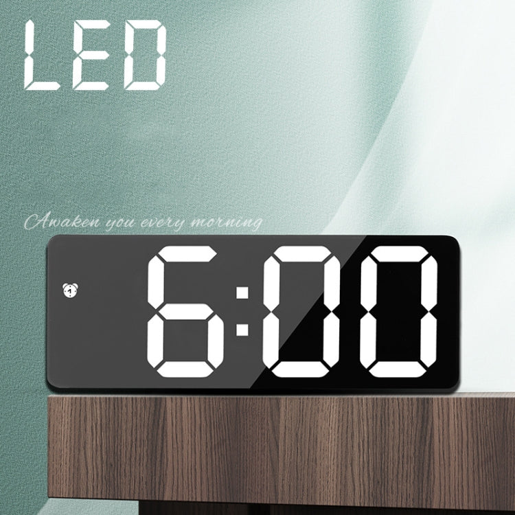 Mirror Bedside Alarm Clock Battery Plug-In Dual-Purpose LED Clock, Colour: Arc-shaped Black Shell (Mirror White Light) - free shipping - PMc TechLife - Order now!