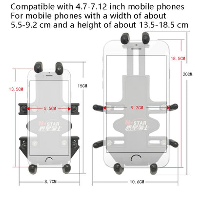 N-STAR NJN001 Motorcycle Bicycle Compatible Mobile Phone Bracket Aluminum Accessories Riding Equipment(With Hollow M8 Ball) - Holders by N-STAR | Online Shopping South Africa | PMC Jewellery | Buy Now Pay Later Mobicred