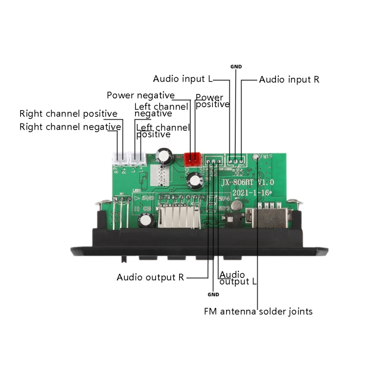 12V Folder Play With Power Amplifier MP3 Decoding Board With Recording Call Loss Motherboard With Bluetooth(Black) - Car MP3 & MP4 & MP5 by PMC TechLife | Online Shopping South Africa | PMC TechLife | Buy Now Pay Later Mobicred