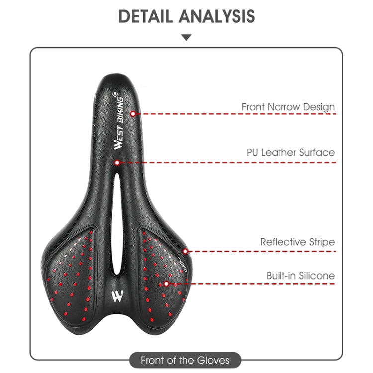 WEST BIKING YP0801086 Silicone Thickened Soft And Comfortable Bicycle Seat(Black Blue) - Bicycle Saddle by WEST BIKING | Online Shopping South Africa | PMc TechLife | Buy Now Pay Later Mobicred