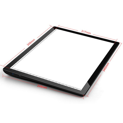 A4-D26  Charging Copy Table Soft Light Eye Protection Edging Copy Board Drawing Board(Black) -  by PMC Jewellery | Online Shopping South Africa | PMC Jewellery | Buy Now Pay Later Mobicred