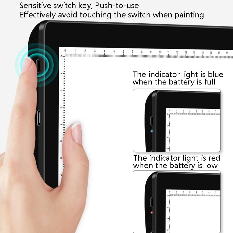 A4-D26  Charging Copy Table Soft Light Eye Protection Edging Copy Board Drawing Board(Black) -  by PMC Jewellery | Online Shopping South Africa | PMC Jewellery | Buy Now Pay Later Mobicred